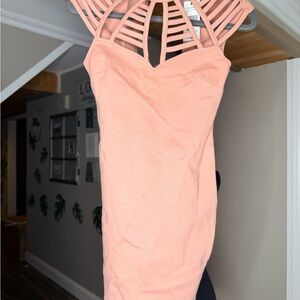 Fashion Nova Peach Backless Dress